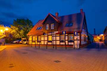 2022-06-02 evening streets in the historical part of the city ustka, poland