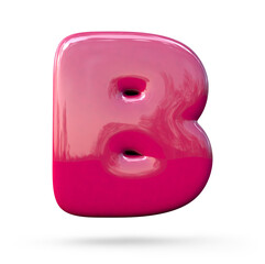 Balloon Font B isolated on white background. Glossy Balloon Alphabet. 3D render of bubble text. 3D rendering