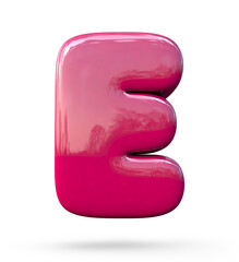 Balloon Font E isolated on white background. Glossy Balloon Alphabet. 3D render of bubble text. 3D rendering