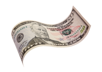 50 dollars flying, png file