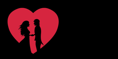 silhouette of a couple with heart
