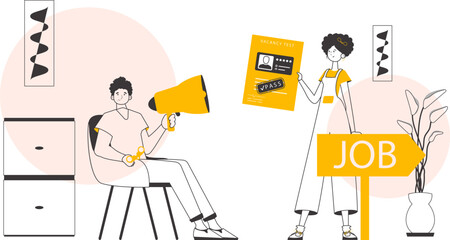 HR concept. Lineart trendy style. Vector.