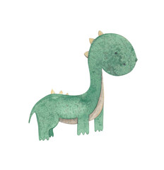 Hand-drawn watercolor elements - cute fairy-tale dragons 