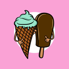 ice cream cartoon vector illustration