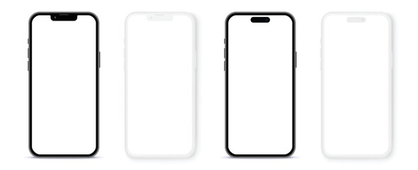 Fototapeta smartphone mockup with blank white screen in realistic, clay style. mobile phone mockup front view. vector illustration obraz