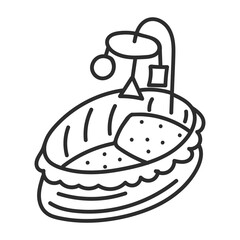 Hand drawn baby crib in comic doodle sketch style. Baby element drawn by digital brush-pen. Cute illustration for icon, background, frame design.