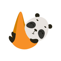 Cute little sleeping panda. Cartoon animal character for kids t-shirt, nursery decoration, baby shower, greeting cards, invitations, house interior. Vector stock illustration