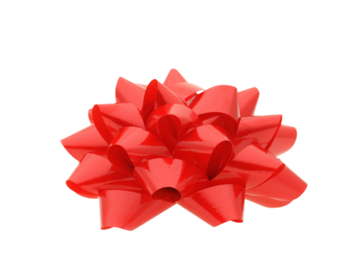 Red gift bow  isolated on transparency photo png file 