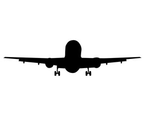 Airplane flying flat style silhouette vector. isolated on white. eps10.