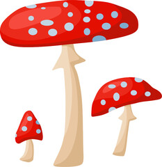 Mushroom red fly agaric. Vector cartoon illustration.