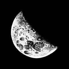 Realistic crescent moon on a dark background