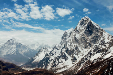 Amazing peak of the Ama Dablam mount - Everest region, Nepal, Himalayas