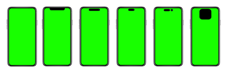Smartphone frameless mockup. Studio shot of green screen smartphone with blank screen for Infographic Global Business web site design app, Content for technology - include clipping pat.