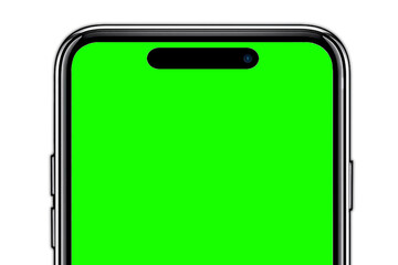 Smartphone frameless mockup. Studio shot of green screen smartphone with blank screen for Infographic Global Business web site design app, Content for technology - include clipping pat..