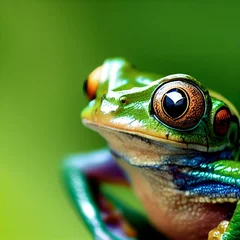 Netter Baum-Frosch, auf einem Blatt mit schwarzem Hintergrund. © Viks_jin
