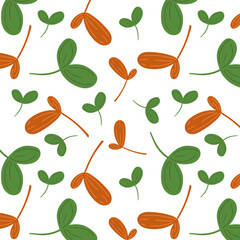 Leaf fall pattern fifth. Autumn pattern with green and orange leaves. Suitable for wrapping paper and all kinds of prints.