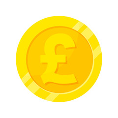 Obraz premium llustration of Pound, coin Concept of internet currency logo. Vector illustration cartoon flat icon isolated on white background.