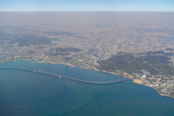 空から見た中国大連