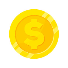 Gold coin flat icon. Dollar coin. Coin with dollar sign. Money symbol. American currency. Vector illustration.
Vector illustration cartoon flat icon isolated on white background.