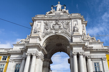 Praca do Comercio and statue of King Jose I in Lisbon