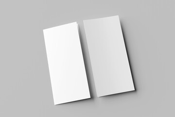 A4 brochure cover mock up. A4 half-fold blank template design. Bi fold, vertical half fold Flyer with copy space. 3d render illustration