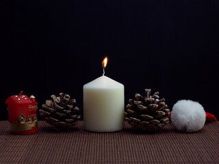 christmas decoration with a lit candle