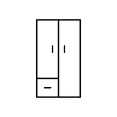 Simple wardrobe outline vector black icon. EPS10.. Bedroom closet illustration.. Double door closet. House organization. Decoration or design room... Can be used for any platform and purpose web, ui