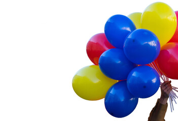 hand holding up colorful balloons - 531481112