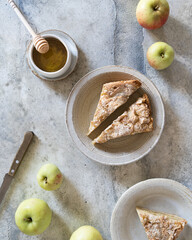 apple pie and apples top view