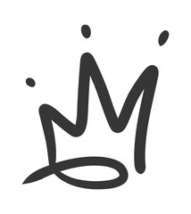 Doodle king queen crown. Hand drawn logo black set. Vector kingdom sketch concept. © elena_garder