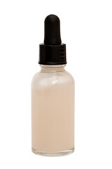 Dropper bottle with face serum on white background