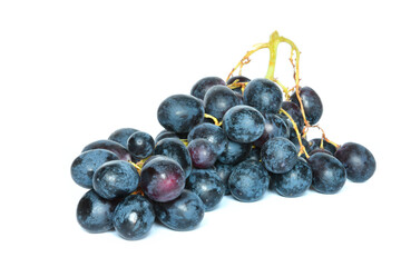 bunch of black grapes isolated on white background