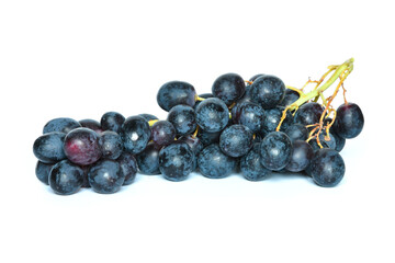 bunch of black grapes isolated on white background