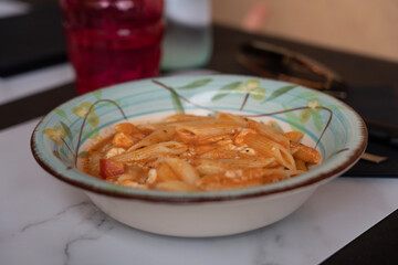 pasta with mozzarella and tomato sauce 