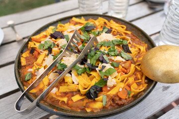 Pasta, Orange Sauce with fresh basil and parmesan