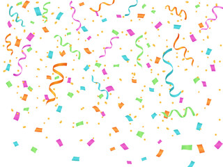 Colorful falling confetti vector illustration.