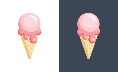 Icecream Vector icon in flat style isolated on White and Black background. 