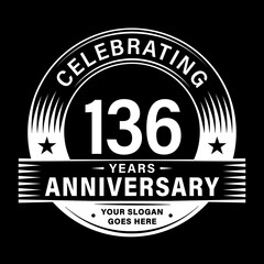 136 years anniversary celebration design template. 136th logo vector illustrations. 