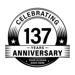 Fototapeta premium 137 years anniversary celebration design template. 137th logo vector illustrations. 