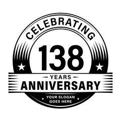 138 years anniversary celebration design template. 138th logo vector illustrations. 