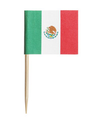 Small paper flag of Mexico isolated on white
