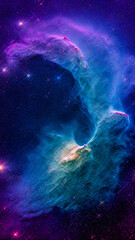 Fototapeta na wymiar Abstract nebula in outer space and galaxies background suitable for a mobile screen, phone desktop.