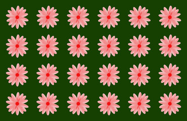 Blooming pink flower on green background. vector illustration. eps 10.