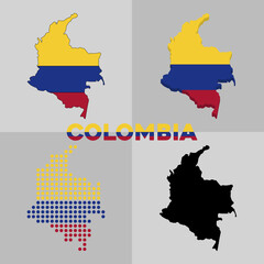 Fototapeta premium Colombia vector map. Colombia country borders and flag. Vector