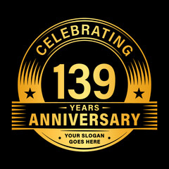 139 years anniversary celebration design template. 139th logo vector illustrations. 