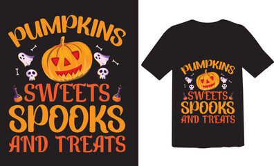 Pumpkin sweets spooks and treats t-shirt design.