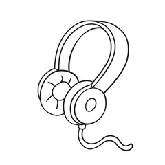 Isolated vector illustration of headphones. Cute thin line icon for design, cover etc.	