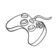 Isolated vector illustration of game joystick. Cute thin line icon for design, cover etc.	