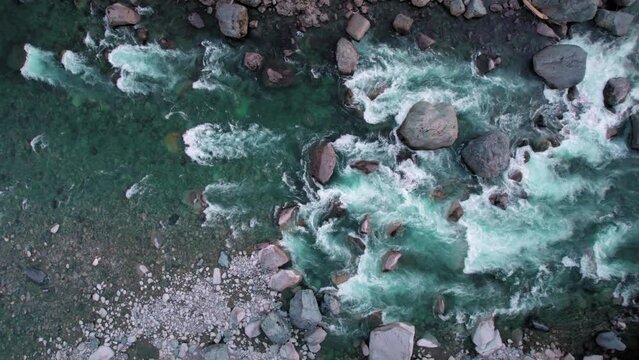 Raging River Rapids Top Down Aerial Background