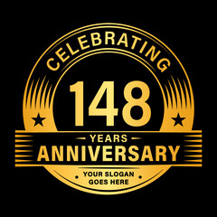 148 years anniversary celebration design template. 148th logo vector illustrations. 